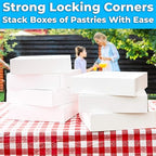 Gourmet 10in White Bakery Boxes 5 Pk. Cute Window Displays for Pies, Cakes, Cupcakes, Pastries. Transport Baked Goods with Sturdy, Easy-to Use Carriers. Give Sweet Holiday Gifts at Work or School