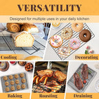 Cooling Racks for Cooking and Baking - 3 Tier Stackable Grid Wire Baking Rack for Oven Cooking, Baking, Grilling, Roasting - Dishwasher Safe Bacon Rack - Black