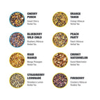 Tiesta Tea - Fruity Tea Sampler Dry Flight Set, Loose Leaf, No Caffeine, Makes Hot and Iced, Assorted Fruit Brews with Mango, Peach, Orange Drinks & More, 8 Resealable Sample Pouches