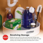 Copco Under-Sink Pantry and Cabinet Organizer, 18-Inch, Revolving Storage Solution, White and Gray