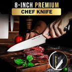 SliceElite Slice Series 8 Inch Chef Knife High Carbon German Steel Blade Pakkawood Handle with Polymer Blade Guard Professional Sharp Kitchen Knife for Meat Cutting Vegetable BBQ Cooking Chopping