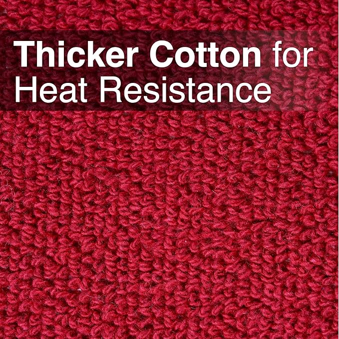 RITZ Terry Potholder & Hot Pad: Unparalleled Heat Resistant, Durable 100% Cotton – Ergonomically Designed for Optimal Grip – Easy-Care Machine Washable – 4-Pack, Paprika Red