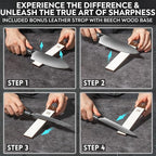 Rolling Knife Sharpener with Leather Strop and 15, 17, 20 & 22 Degree Angles - Knife Sharpener Kit - Roller Knife Sharpening System with Stand, Holder & Eraser - Walnut Brown