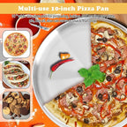 Pizza Pan 10 Inch Set of 2 for Oven, Non-Stick Stainless Steel Pizza Steel, Durable Non-Toxic Round Pizza Pans for Cookie Pizza Pie Cake, Dishwasher Safe & Easy Clean