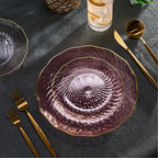 PLASTICPRO 60 Pack Plastic Plates Set of 30-10 inch Plates and 30-7 inch Plate, Elegant Clear Pink Spiral and Gold Rim Disposable Fancy Dishes Heavyweight