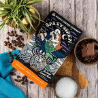 Bones Coffee Company Salty Siren, Sea Salted Caramel Chocolate Flavored Coffee, Medium Roast Low Acid Arabica Beans Compatible with Auto drip and French Press Coffee Maker, 12 Oz Ground