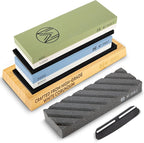 Mt Diablo Knife Sharpener Stone Kit for Chefs & Woodworkers: Dual-Grit Whetstones 400/1000 & 3000/8000, Premium White Corundum, Knife Sharpening Kit with Bamboo Base & Angle Guide, Flattening Stone