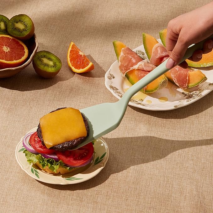 GIR: Get It Right Silicone Turner Spatula - Non-Stick & Heat Resistant - Silicone Spatula for Cooking & BBQs - Lifts, Flip, and Transfer Food Items - 13 Inch, Studio White