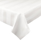 Luxury Table Protector Pad, 2 in 1 Table pad + Great Looking Tablecloth - Heat Resistant, Spill & Stain Proof - Flannel Backing (54x72, White - Silk Stripe)
