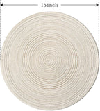 FunWheat Round Braided Placemats Set of 8 Place mats for Dining Tables Woven Heat Resistant Table Mats 15 inch (E Beige, 8pcs)