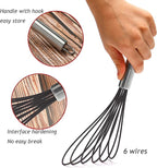 Flat Whisks Stainless Steel,3 Pack 10''+11''+12'' Set Premium Sturdy-6 Silicone Heads Non Stick Wires Whisk for Blending Beating Stirring Kitchen Cooking Color Grey by Jell-Cell