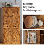 IRONCK Kitchen Pantry Storage Cabinet 72.6" H, with Barn Doors, Drawer, 4 Adjustable Shelves, Freestanding Cupboard for Dining Room Living Room, Laundry, Vintage Brown