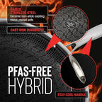 Hell's Kitchen Hybrid 11" Frying Pan, Tri-Clad Stainless Steel and Nonstick Ceramic PFAS Free, no PFOA, no PTFE, no Teflon, Non Toxic Cookware, Metal Utensil Safe, All Cooktops, Oven Safe