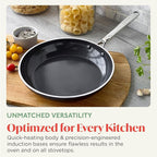 Orfeo 11” Nonstick Frying Pan, Made in Italy, Diamond Ceramic PFAS-Free Cookware, Induction Ready, Scratch Resistant, Laser-Fused Surface for Durability, Dishwasher Safe, Black
