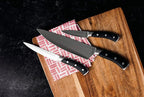 DURA LIVING 3-Piece Kitchen Knife Set – Ultra-Sharp German Stainless Steel, 8” Chef, 5” Utility, and 3.5” Paring Knives with Ergonomic Handles, Multipurpose Kitchen Knife Set, Black