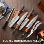 Japan Knife Set, High Carbon Steel Japan Nakiri Santoku Knife Set, Hand Forged Meat Cleaver Butcher Knife with Accessories for Kitchen, Camping BBQ Knives Set with Bag
