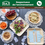 Raj Disposable Palm Leaf Bowls (50 Count, 4" Square Bowls) Strong Bowl Like Bamboo Party Bowl - Decorative Compostable Tableware for Lunch, Dinner, Birthday, Outdoor, BBQ, Picnic.