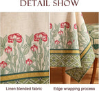 patdrea Designer Linen Green Tablecloth for Rectangle Table,Vintage Leaves Pattern Durable Table Cloth,Floral Decor Cover for Kitchen Dining,Christmas,Thanksgiving,Party,55"x87"-Cecilia D