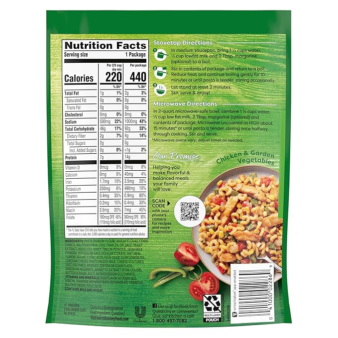 Knorr Pasta Sides 12 count Cheddar Broccoli for delicious, rich meal starter, pasta side or one skillet meal 7 minute preparation easy pasta dishes 4.3 oz