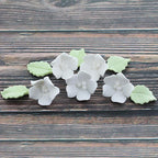 Global Sugar Art Blossoms and Leaves Edible Sugar Cake & Cupcake Flowers, White, Small Unwired, 24 Count with Leaves by Chef Alan Tetreault