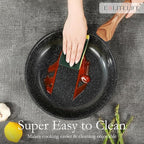 ESLITE LIFE Nonstick Ceramic Frying Pan Skillet with Lid, Non-Toxic Egg Omelette Kitchen Cooking Pans Compatible with All Stovetops (Gas, Electric & Induction), PTFE & PFOA Free (Black, 11" w/Lid)