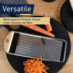 Handheld Mandoline Slicer for Kitchen - Stainless Steel Flat Mandolin with Cherrywood Handle - Julienne Cutter for Vegetable and Fruits - Italian Made Kitchen Gadgets by Kings County Tools