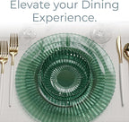 Exquisite 40 Piece Plastic Disposable Plates Set For 20 Guests I 20 X 9 Inch & 20 X 11 Inch Disposable Plastic Plates | Color: Green| Great for Weddings Parties And Formal Occasions