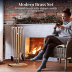 2WAYZ FLAMELY 5-Piece Fireplace Tools Set - Includes Fire Poker, Shovel, Brush, Tongs, Stand - Heavy-Duty Fireplace Accessories and Fire Tools for Indoor or Outdoor Use