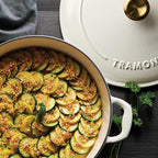 Tramontina Bestow Enameled Cast Iron Braiser Pan with Lid, 4-quart, Latte with Gold Knob