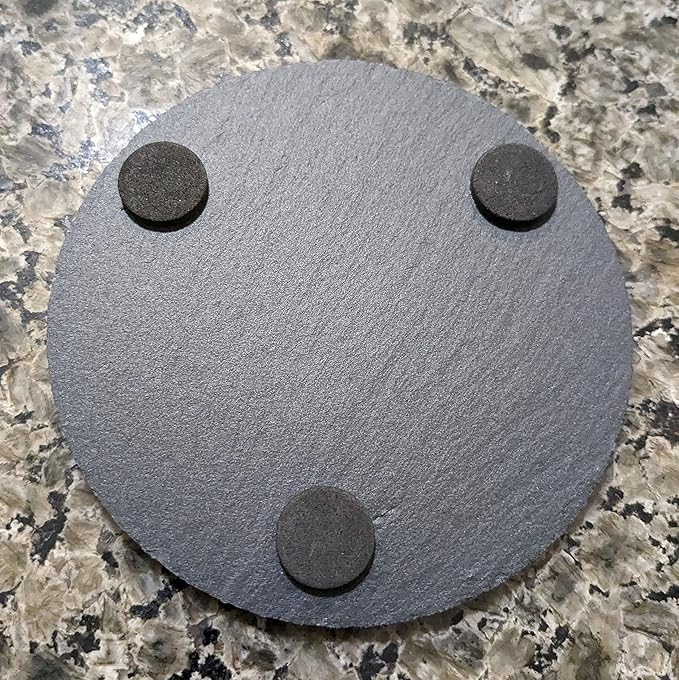 Coast in Style: Rustic Slate Coasters with Motorcycle Design - Round Slate - Set of 4