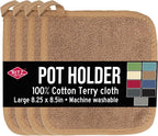 RITZ Terry Potholder & Hot Pad: Unparalleled Heat Resistant, Durable 100% Cotton – Ergonomically Designed for Optimal Grip – Easy-Care Machine Washable – 4-Pack, Mocha Brown