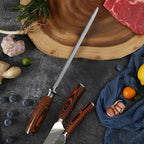 TUO Honing Steel, 10 Inch Knife Sharpener Rod with Pakkawood Handle for Kitchen Knives Daily Sharpening Maintenance - Fiery Phoenix Series