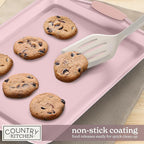 Country Kitchen Nonstick Stackable Bakeware Set - Heavy Duty, Durable, Easy Release Baking Set, Pink, 10 Pcs