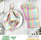 Urban Villa Easter Cloth Napkins (Set of 12)100% Cotton Highly Absorbent Dinner Napkins 20x20 Inches Soft Durable Reusable Washable Easter Checks Table Dinner Napkins for Home Parties Wedding Napkins