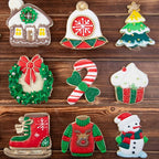 Flycalf Christmas Cookie Cutters Candy Cane Shapes with Plunger Stamps Holiday PLA Baking Accessories Cutter Molds Gifts Decorative Party 3.5" Kitchen Cake Supplies