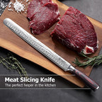 PAUDIN Brisket Knife, 12 Inch Carving Knife Stainless Steel Brisket Slicing Knifes with Granton Edge for Meat Cutting, Roasts, BBQ, Turkey
