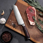 PAUDIN Chef Knife, Sharp High Carbon Stainless Steel Kitchen Knife with Sheath, 8 Inch Professional Santoku knives with Ergonomic Pakkawood Handle, Japanese Chopping Knifes Premium Gift Box