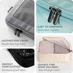 Aerotrunk Compression Packing Cubes for Travel - Luggage Organizer Bags - Double Zipper Packing Cubes for Suitcases (2-Pack, Light Grey)