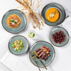AmorArc Ceramic Dinnerware Sets,Handmade Reactive Glaze Stoneware Plates and Bowls Sets,Highly Scratch Resistant | Dishwasher & Microwave Safe Dishes Set,Service for 6 (18pc)
