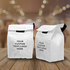 DISCOUNT PROMOS 50 Hook and Loop Insulated Lunch Bags Set - Customizable Text, Logo - Polyester, Durable, Vibrant, Reusable - White
