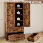 Pantry Organizers and Storage Cabinet, 71” Barn Door White Kitchen Cabinet with Drawers and Adjustable Shelf, Tall Pantry for Kitchen, Dining Room, Living Room. Bathroom and Office