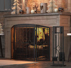 Fire Beauty 5 Pieces Fireplace Tools Set Wrought Iron Fire Place Pit Poker Holder(Black)