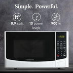 Farberware 0.9 Cu. Ft. Countertop Microwave Oven – 900W Power, Auto Cook Settings, Defrost, and Safety Lock – White