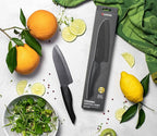 Kyocera Innovation Series Ceramic 5.5" Santoku Knife, with Soft Touch Ergonomic Handle-Black Blade, Black Handle