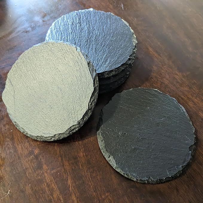 The Open Road Awaits: Motorcycle Coasters with Inspirational Quote - Round Slate - Set of 8