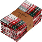 Urban Villa Cloth Napkins (Set of 12) 20x20 Inches 100% Cotton Dinner Napkins Hotel Quality Reusable & Washable Table Dinner Napkins for Home & Weddings -(Christ Checks)