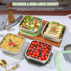 4 Pack Sandwich Containers, 40oz Stainless Steel Sandwich Box with Airtight Lids, Reusable Metal Meal Prep Lunch Boxes, BPA-Free, Dishwasher Safe, Large Capacity Food Storage Containers (Green)