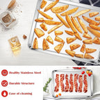 E-far Cookie Sheets Set of 4, 18”x13” Stainless Steel Baking Sheet Pans for Oven, Large Non Toxic Metal Baking Tray for Baking Roasting, Healthy & Rust Free, Mirror Finish & Dishwasher Safe