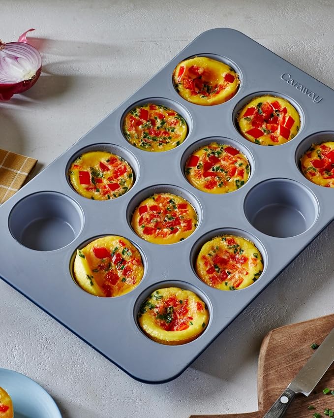 Caraway Non-Stick Ceramic 12-Cup Muffin Pan - Naturally Slick Ceramic Coating - Non-Toxic, PTFE & PFOA Free - Perfect for Cupcakes, Muffins, and More - Perracotta