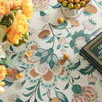 patdrea Designer Green Extra Long Rectangle Table Cloth,Italian Floral Country Linen Breathable Tablecloth,Decor Cover for Kitchen Dining,Christmas,Tea Party,Thanksgiving,63"x110"-Tree Life